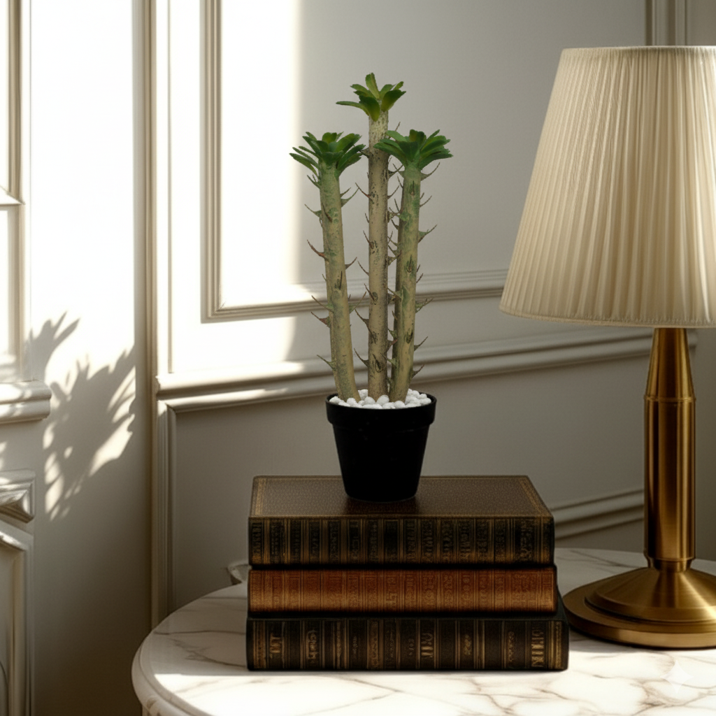 1 Ft Artificial Tropical Thorn Cactus – Realistic Faux Desert Plant Without Pot for Indoor Home &amp; Office Décor