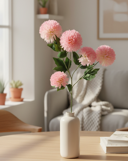 Artificial Dahlia Flower Stick – 5 Bloom Stem in 4 Vibrant Colors