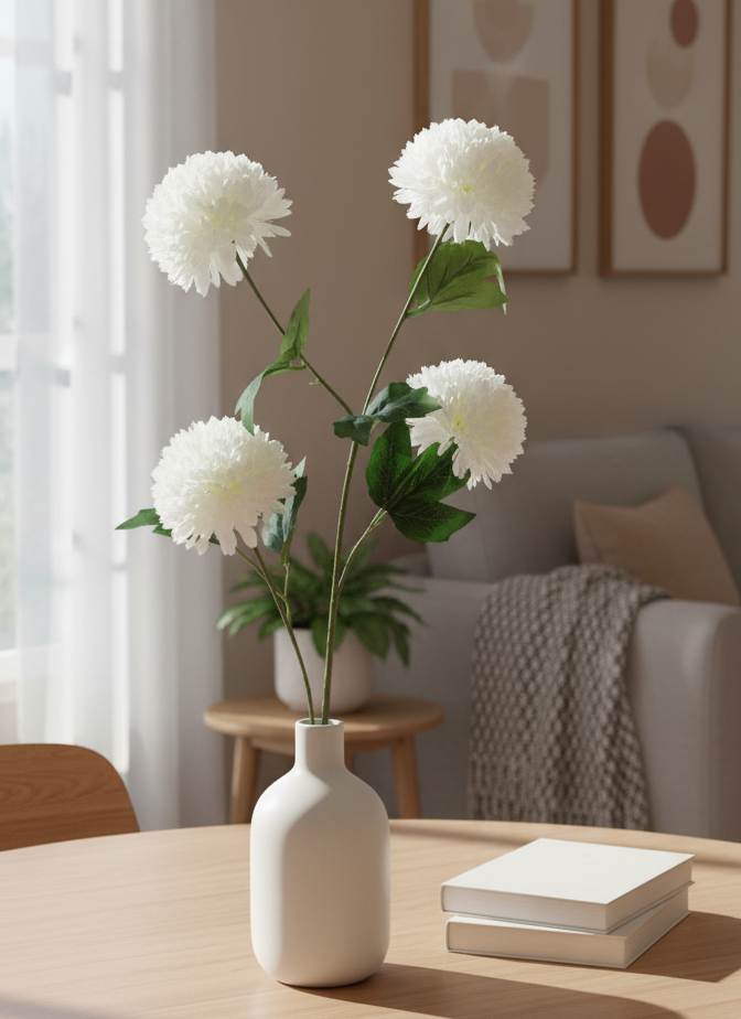 Artificial Dahlia Flower Stick – 5 Bloom Stem in 4 Vibrant Colors