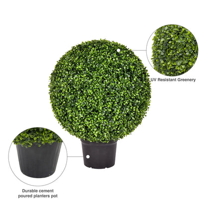 1.5 Ft Hillside Artificial Green Boxwood Ball – UV Resistant Faux Topiary for Indoor &amp; Outdoor Planters