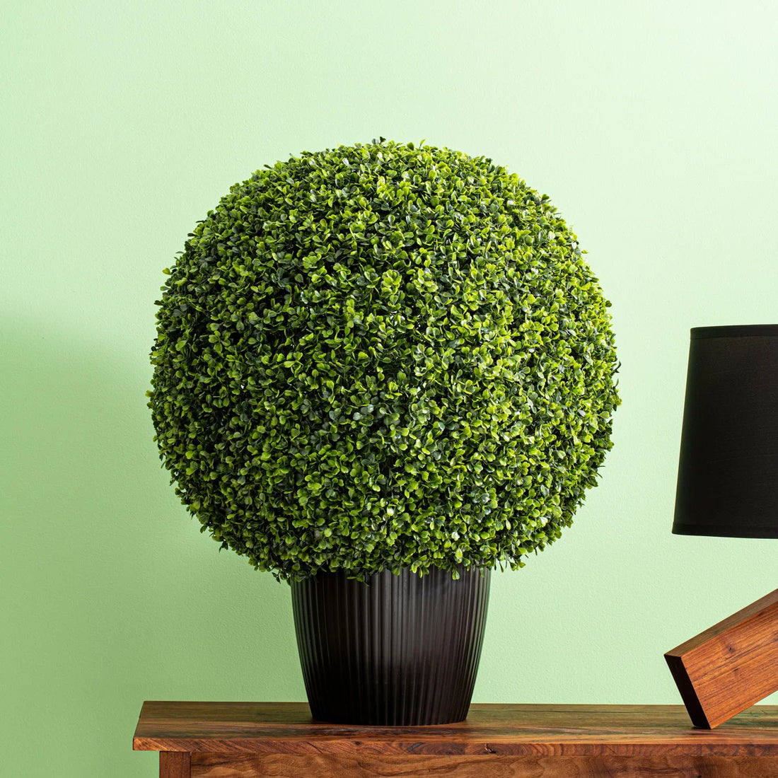 1.5 Ft Hillside Artificial Green Boxwood Ball – UV Resistant Faux Topiary for Indoor &amp; Outdoor Planters