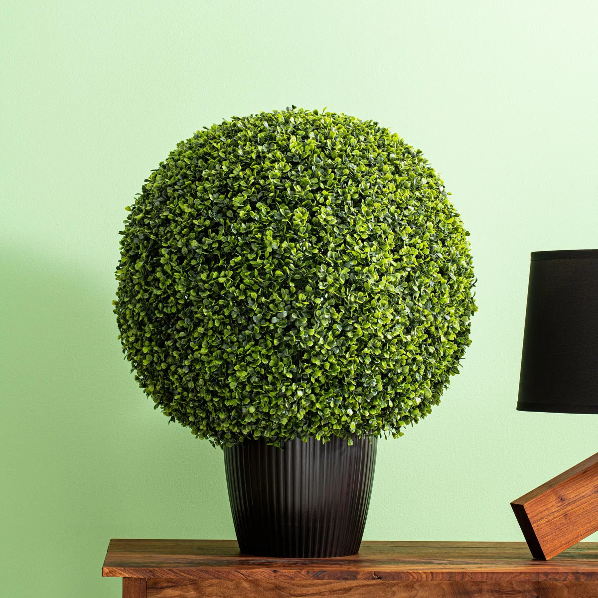 1.5 Ft Hillside Artificial Green Boxwood Ball – UV Resistant Faux Topiary for Indoor &amp; Outdoor Planters