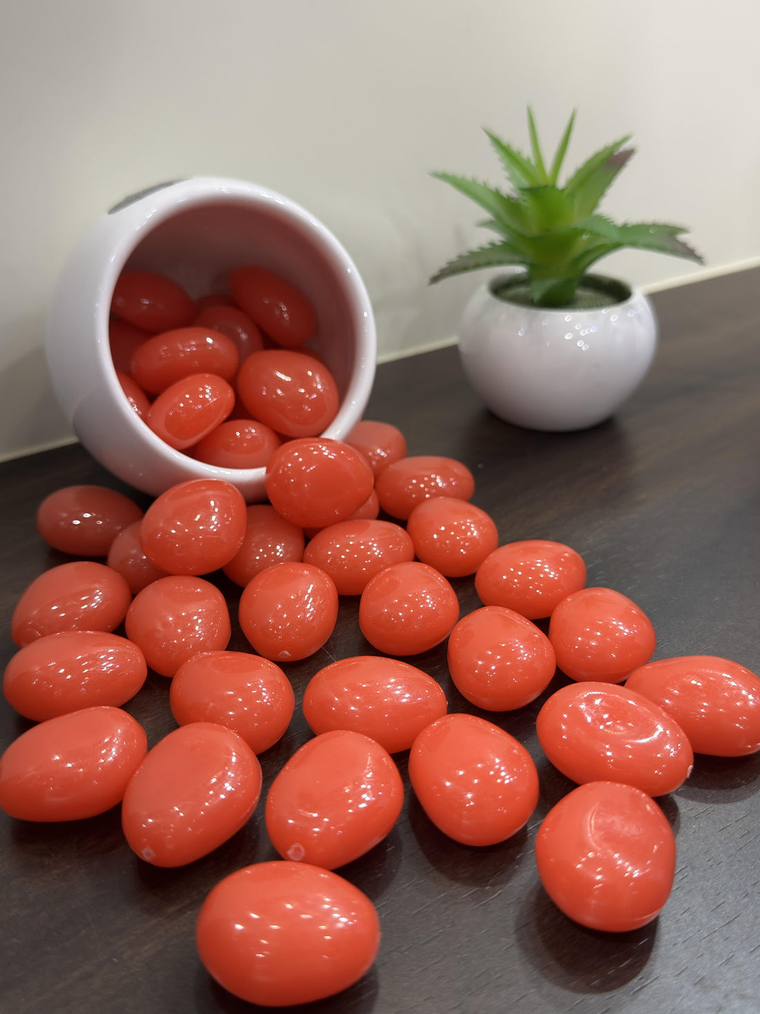 Orange Acrylic Pebbles Packet – Glossy Decorative Stones for Aquarium, Vase, Garden &amp; Home Decor
