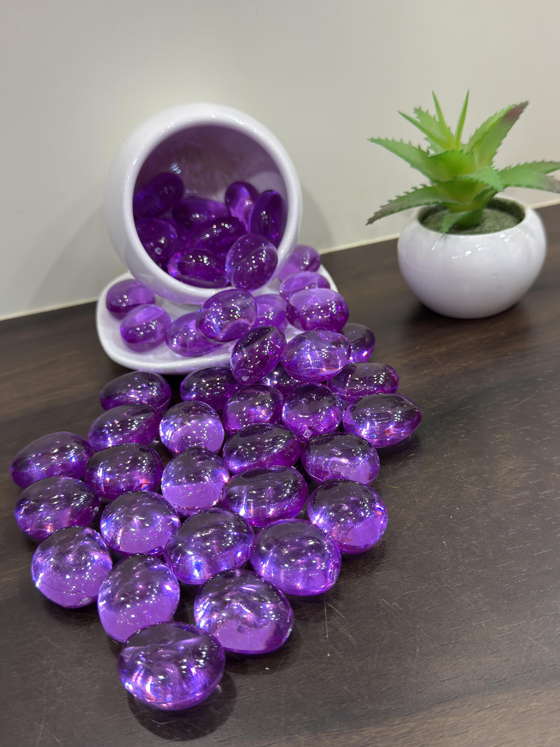 Purple Pebble Acrylic – Glossy Decorative Stones for Aquarium, Vase, Garden &amp; Home Decor
