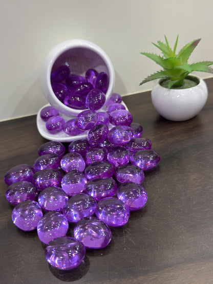 Purple Pebble Acrylic – Glossy Decorative Stones for Aquarium, Vase, Garden &amp; Home Decor