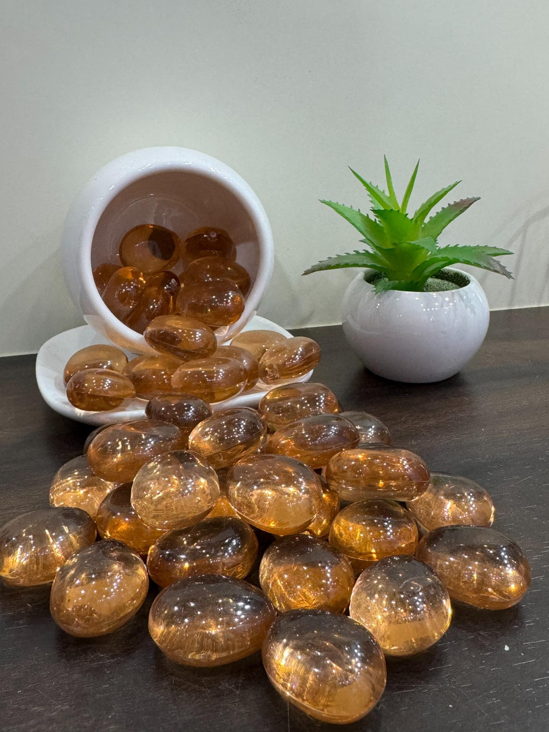 Peach Orange Pebbles Packet – Glossy Decorative Stones for Aquarium, Garden &amp; Home Decor