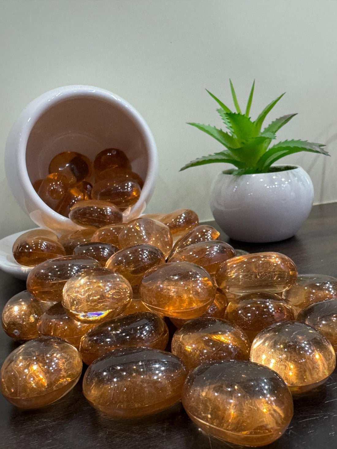 Peach Orange Pebbles Packet – Glossy Decorative Stones for Aquarium, Garden &amp; Home Decor