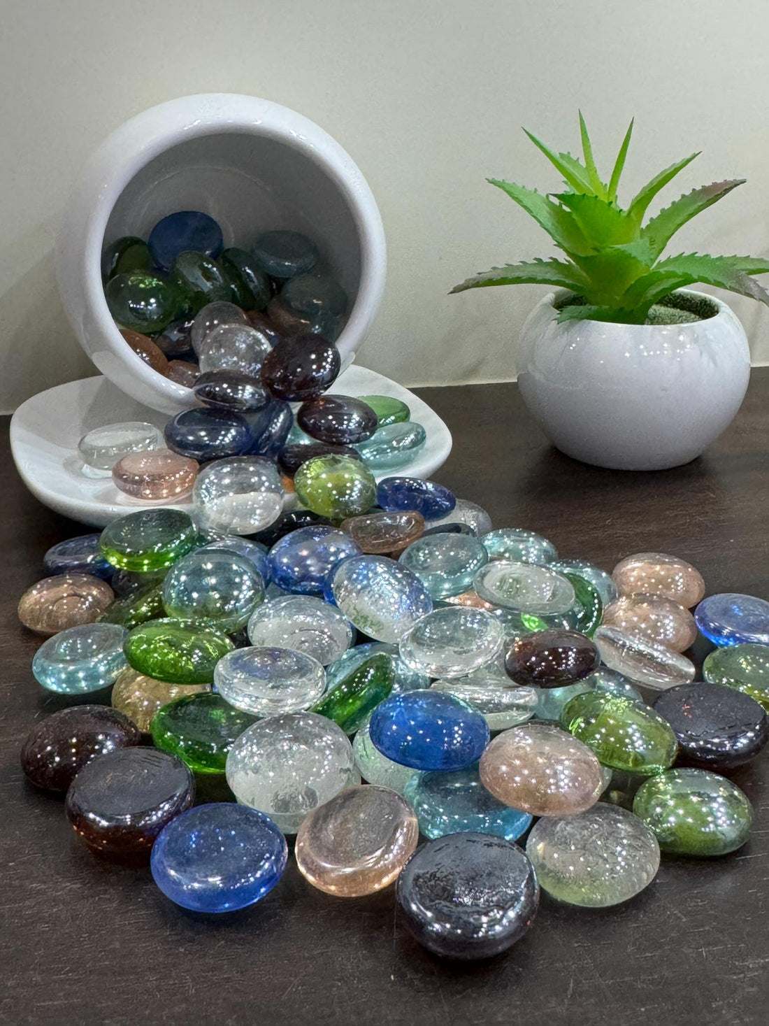 Multi Color Glass Pebbles Packet – Decorative Glossy Stones for Aquarium, Vase, Garden &amp; Home Decor