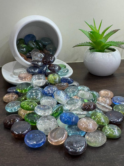 Multi Color Glass Pebbles Packet – Decorative Glossy Stones for Aquarium, Vase, Garden &amp; Home Decor