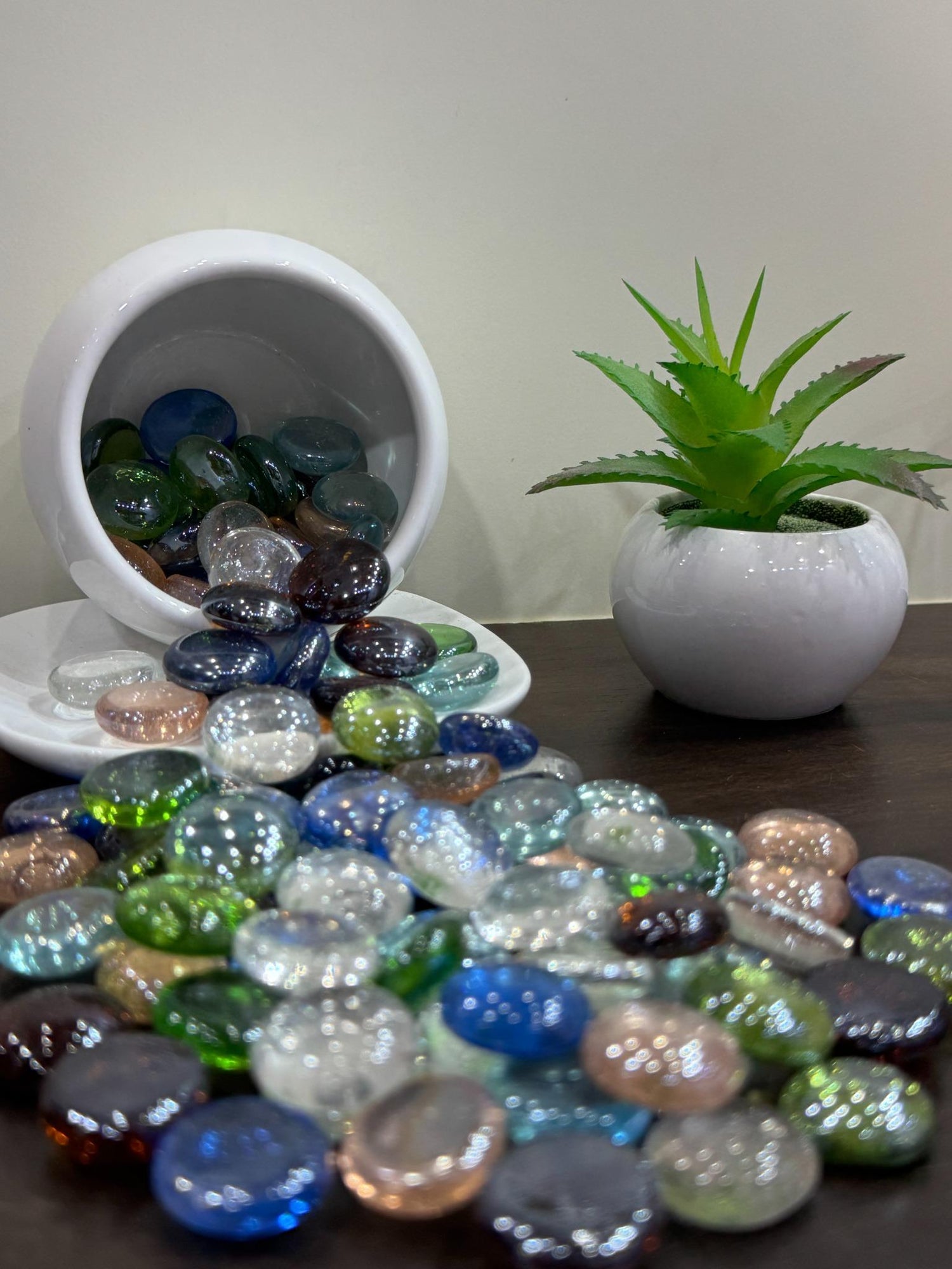 decorative pebbles for plant pots Multi Color Glass Pebbles Packet – Decorative Glossy Stones for Aquari – Luxiplant
