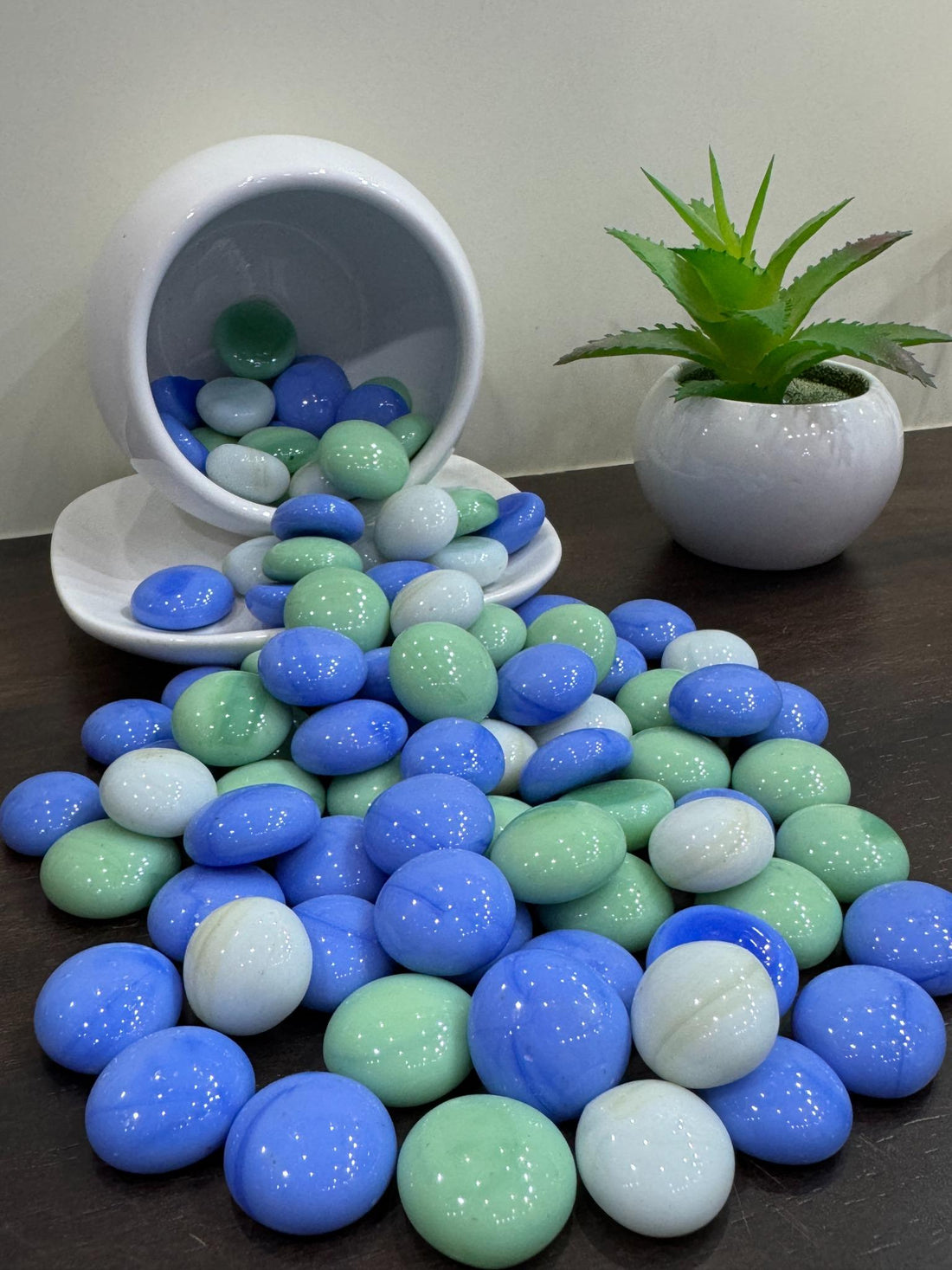 Multi-Color Ceramic Glass Pebbles – Glossy Decorative Stones for Aquarium, Garden, Vases &amp; Home Decor