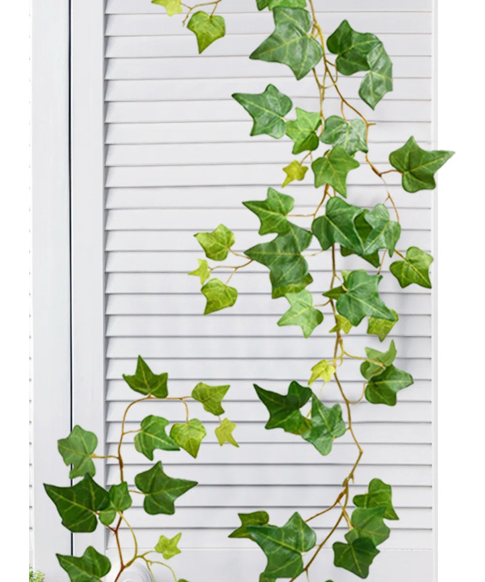 6 Ft Artificial Ivy Garland – Set of 12 Fake Ivy Vines with Green Leaves for Bedroom Wall Décor, Indoor/Outdoor Greenery