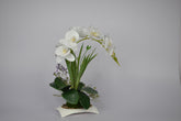 Realistic faux white orchid flowers for modern home or office décor