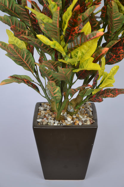 Yellow Croton artificial plant with multicolor foliage – perfect for home and office use