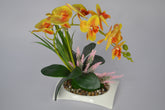 LuxiPlant artificial yellow orchid in ceramic planter for modern interiors