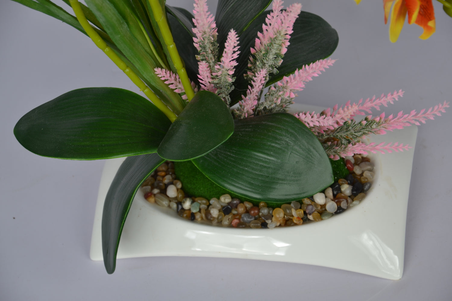 Yellow artificial orchid plant with lifelike petals – perfect for table décor