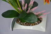 Yellow artificial orchid plant with lifelike petals – perfect for table décor