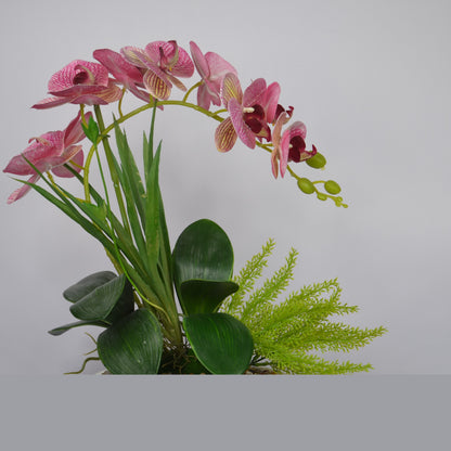 1 Ft Artificial Orchid Arrangement – Soft Pink Faux Blooms with Decorative Pot for Home, Office &amp; Tabletop Décor