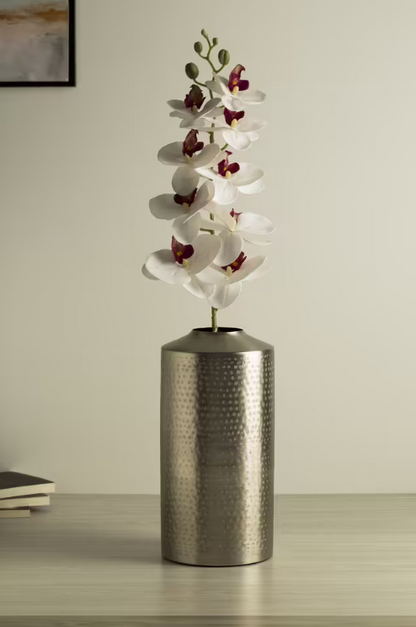 White Artificial Orchid Stem – Elegant Faux Phalaenopsis with Burgundy Centers for Home, Office &amp; Event Decor