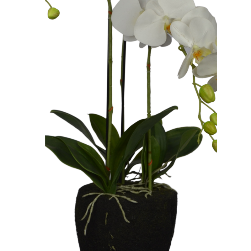 Realistic white orchid faux flower arrangement for home and office décor