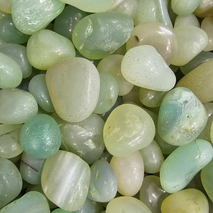 Close-up of green and white pebbles