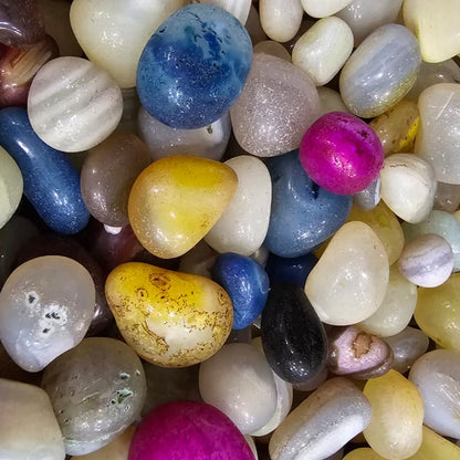 Colorful pebbles in various sizes and shapes.