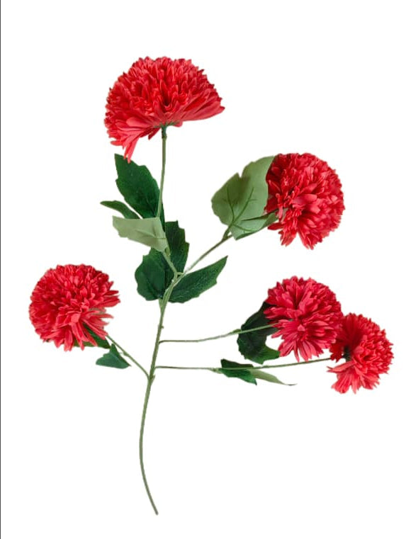 Artificial Dahlia Flower Stick – 5 Bloom Stem in 4 Vibrant Colors