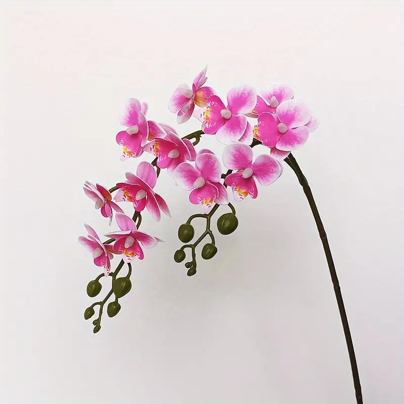 White &amp; Pink Artificial Butterfly Orchid – Lifelike Faux Floral Stem for Home, Office &amp; Event Decor