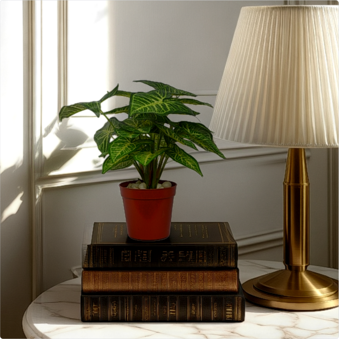 1 Ft Artificial Caladium Bush 1 – No Maintenance Artificial Plant for Modern Interiors, Great for Busy Lifestyles
