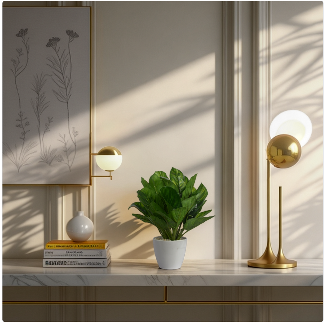1 Ft Artificial Chinese Evergreen Plant – Variegated Faux Greenery with Decorative Pot for Home &amp; Office Décor