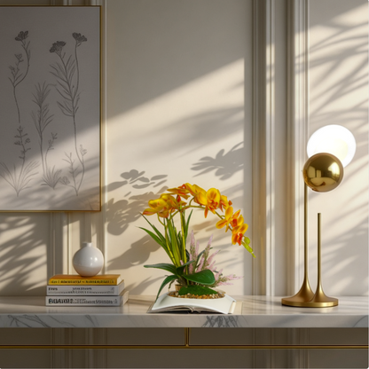 Realistic yellow orchid artificial plant in decorative pot – LuxiPlant