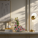 Artificial pink tiger lily arrangement in stylish decorative pot – LuxiPlant