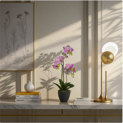 2 Ft Artificial Pink Orchid Arrangement – Elegant Faux Blooms with Decorative Pot for Home, Office &amp; Interior Décor