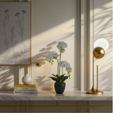 Artificial white orchid arrangement in elegant decorative pot – LuxiPlant