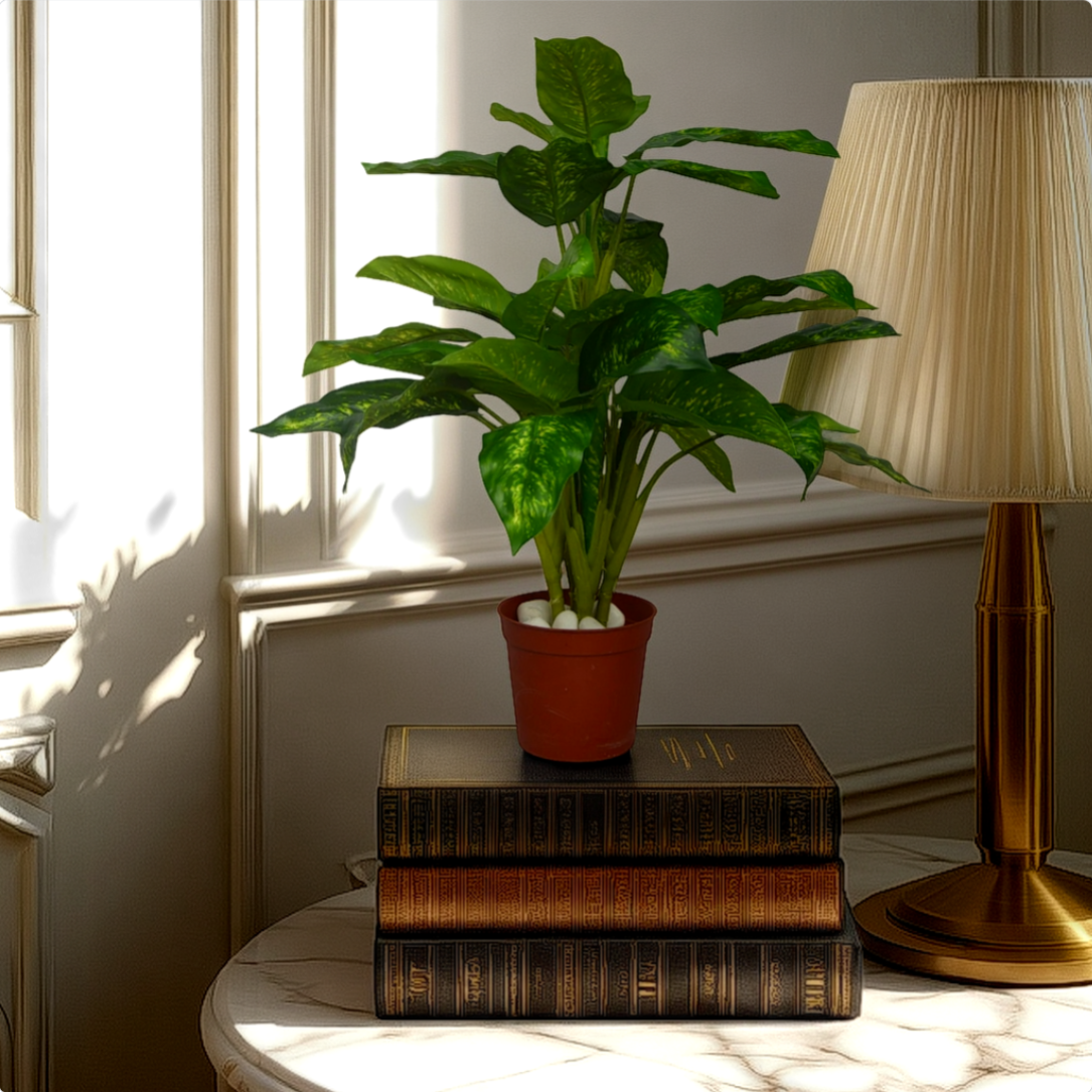 2 Ft Artificial Green Dieffenbachia – Realistic Greenery for Tabletop or Floor Décor, Ideal for Apartments or Studios