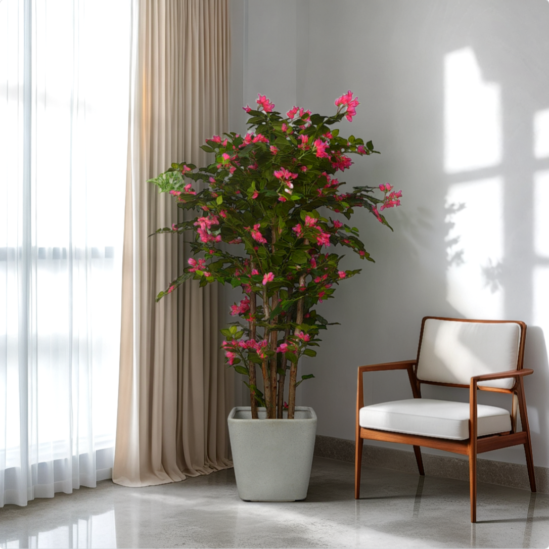 4 Ft Artificial Bougainvillea Plant – Lush Faux Flowering Tree with Bright Pink Blossoms for Indoor Home &amp; Office Décor