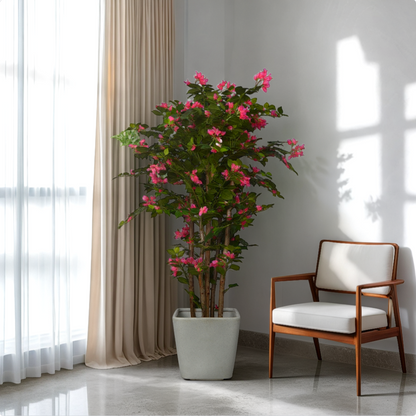 4 Ft Artificial Bougainvillea Plant – Lush Faux Flowering Tree with Bright Pink Blossoms for Indoor Home &amp; Office Décor