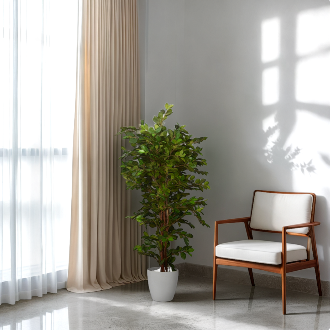 4 Ft Artificial Ficus Plant – Lifelike Faux Indoor Tree with Dense Green Leaves for Home, Office &amp; Corner Décor