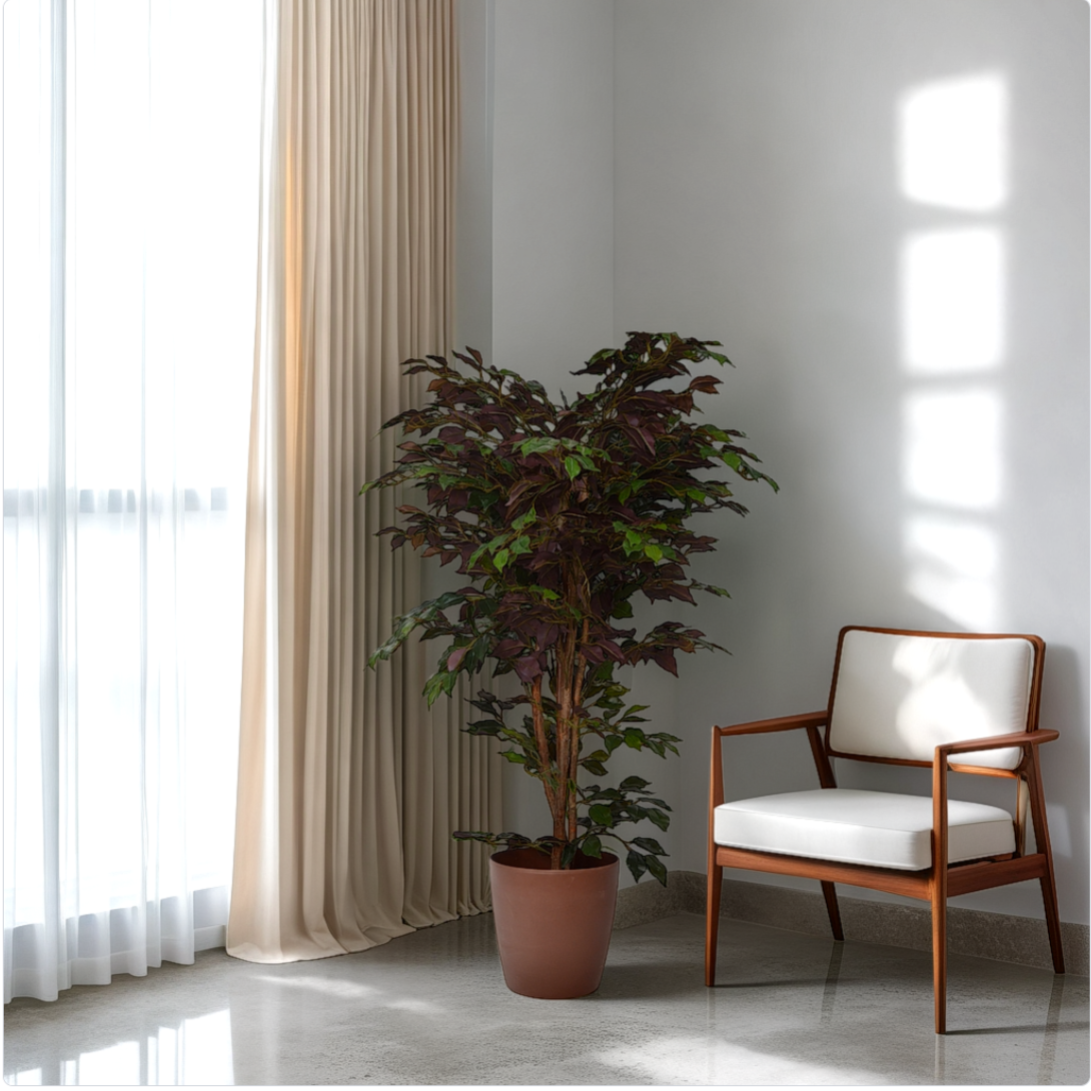 4 Ft Artificial Ficus Plant – Realistic Faux Tree with Lush Green Leaves for Indoor Home, Office &amp; Corner Décor