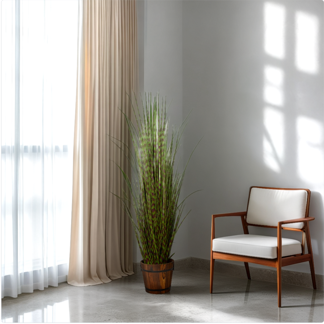 5 Ft Artificial Grass Plant – Tall Faux Greenery with Natural-Looking Blades for Indoor Home, Office &amp; Contemporary Décor