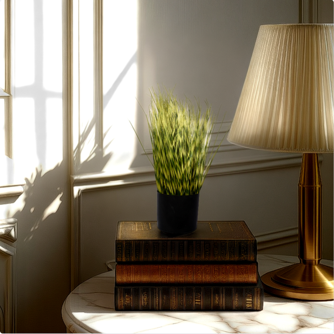 1.5 Ft Artificial Grass Plant – Lifelike Faux Greenery in Decorative Pot for Home, Office &amp; Tabletop Décor