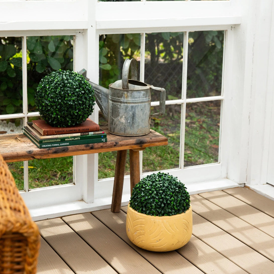 8&quot; UV Resistant Artificial Boxwood Ball (Set of 4) – Decorative Faux Topiary Spheres for Indoor &amp; Outdoor Landscaping