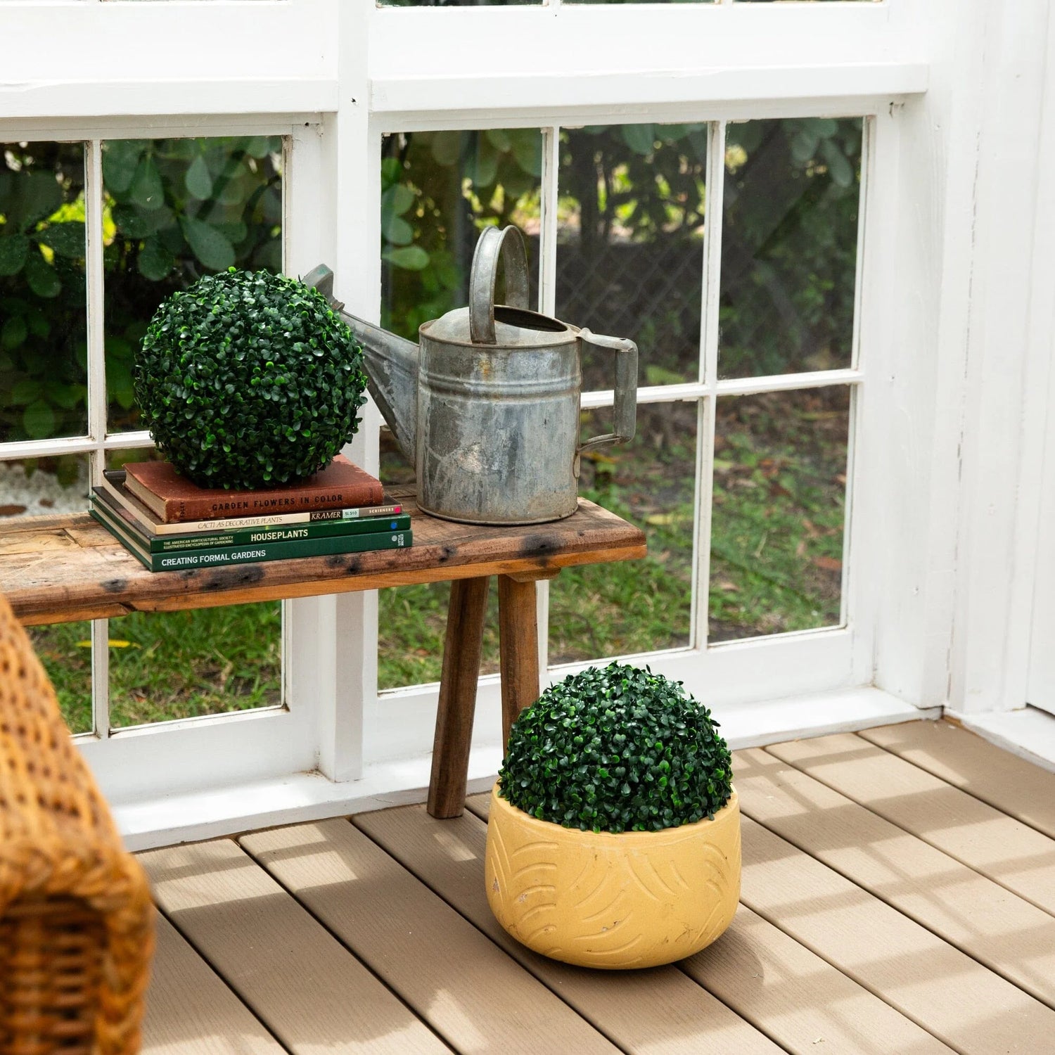 8&quot; UV Resistant Artificial Boxwood Ball (Set of 4) – Decorative Faux Topiary Spheres for Indoor &amp; Outdoor Landscaping