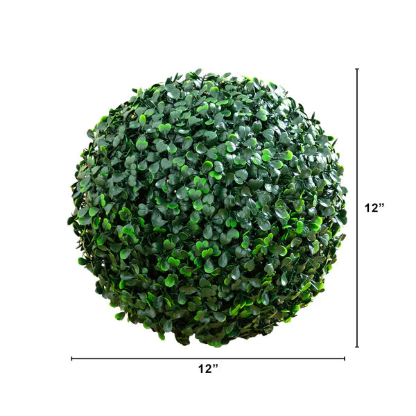 10&quot; UV Resistant Artificial Boxwood Balls (Set of 2) – Indoor/Outdoor Faux Greenery Spheres for Garden, Porch &amp; Home