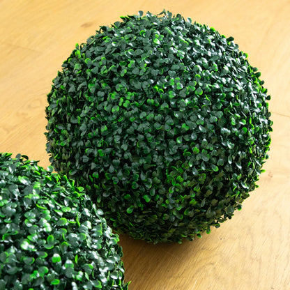 10&quot; UV Resistant Artificial Boxwood Balls (Set of 2) – Indoor/Outdoor Faux Greenery Spheres for Garden, Porch &amp; Home