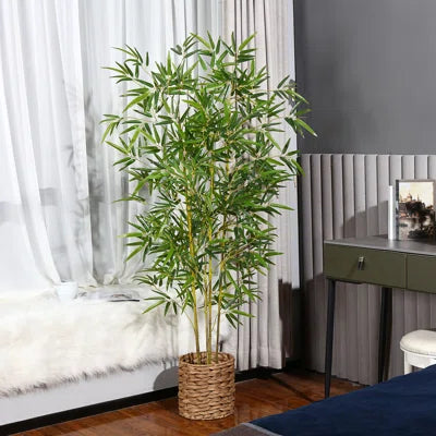 5ft Artificial Bamboo Tree with realistic green fabric leaves