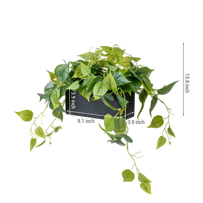 2.5 Ft Faux Vine Greenery Plant with Black Pot – Lifelike Trailing Leaves for Shelf, Mantel &amp; Wall