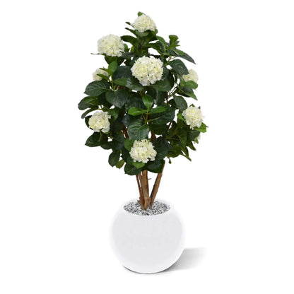 Elegant 3 Ft artificial Hydrangea tree with soft cream petals
