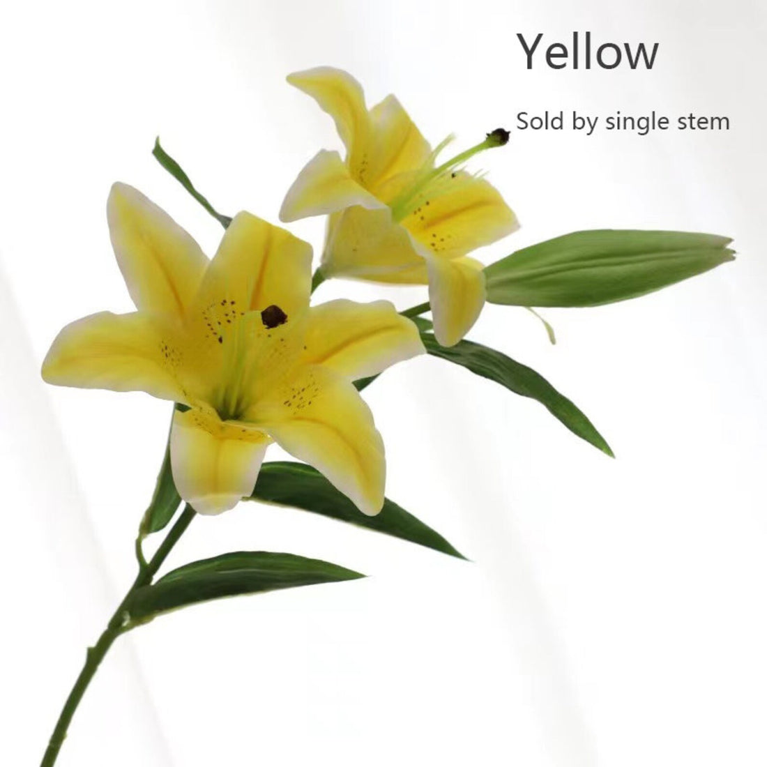 Yellow Artificial Lily – Single Stem Faux Flower for Home, Office &amp; Event Decor
