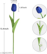 Blue tulip with measurements on a white background
